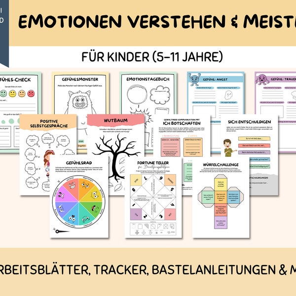 Gefühle verstehen, Emotionsregulierung für Kinder, Emotionale Intelligenz, Strategien, Techniken & Bastelanleitungen, Digitales Workbook