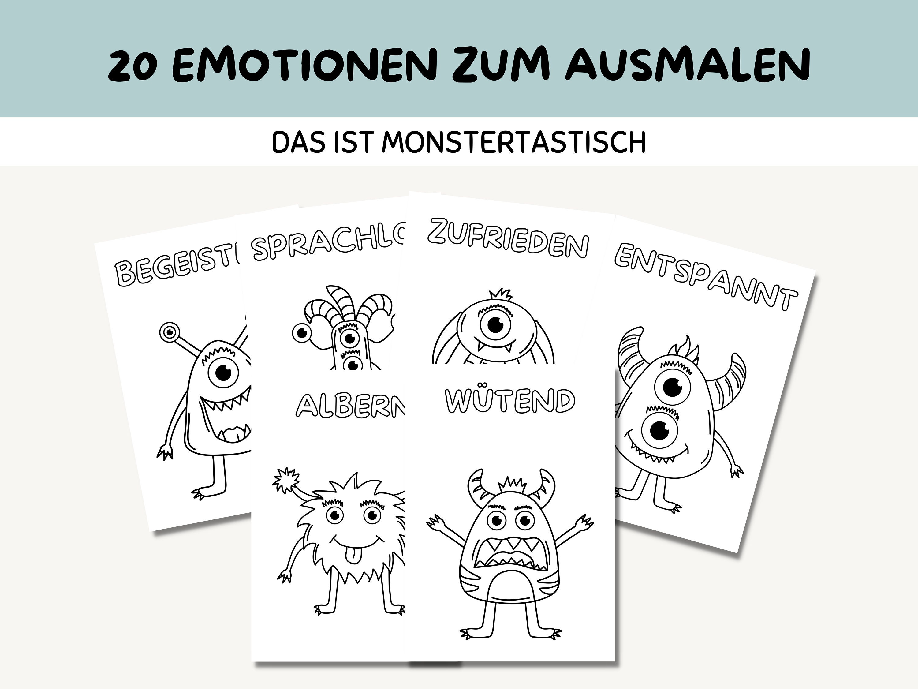 Coloring Book, Feelings, Monster Emotions, Understanding Feelings