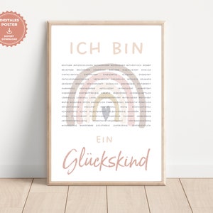 Affirmation Poster, I Am - Poster, Lucky Child, Mantras, Affirmations, Positive Beliefs, Strengths, Rainbow, Gift, DIGITAL