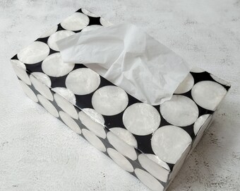 Black & White Rectangular Tissue Box Cover, Hotel Tissue Box, Luxurious Tissue Box Cover, Rectangle Tissue Box Holder, Napkin Holder
