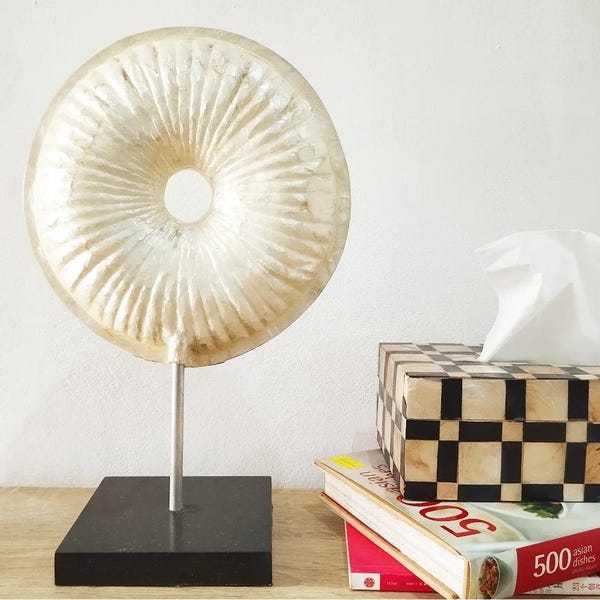 Capiz Shell Table Lamp, Medium Classic Bedside Lampshade, Sea Shell Lamp Shade for Coastal Decor, Capiz Shell Chandelier