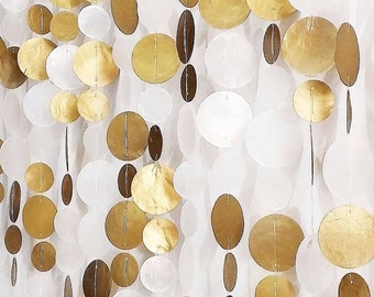 Glamorous Gold Capiz Shell Curtain, Natural Capiz Shell Garland, Sea Shell Boho Wall Decor