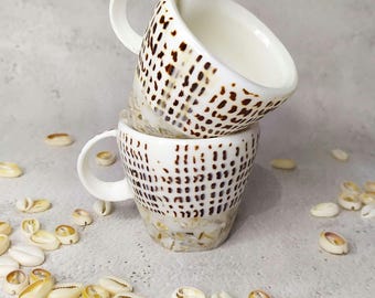 Handmade 1oz Small Espresso Cup Set of 2/4/6, Made of Natural Sea Shell - Macchiato Cup for Coffee Lover Gift, Miniature Cups for Collection