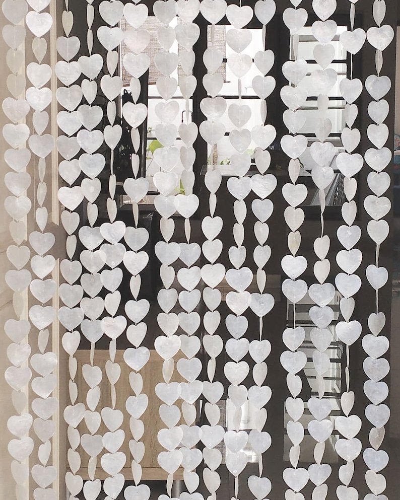 HEART Customized Boho Capiz Shells Doorway Curtain, Beaded Shells ...