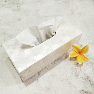 Portafazzoletti rettangolare bianco a forma di conchiglia Capiz, portafazzoletti a forma di conchiglia, lussuoso portafazzoletti Capiz, portafazzoletti per hotel (TS08)