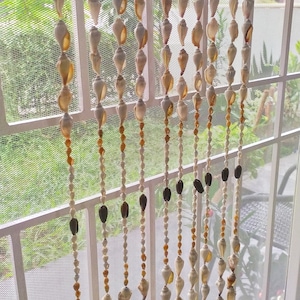 Boho Sea Shell Door Curtain, Beaded Sea Shell Curtain Doorway, Sea Shell Window Valance, Sea Shell Garland, Natural Sea Shells Room Divider