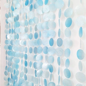 Customized Pastel Colors Capiz Shells Doorway Curtain, Beaded Shells Doorway Curtain, Capiz Shells Garland, Ocean Blue Door Curtain