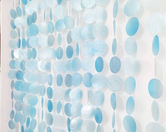 Customized Pastel Colors Capiz Shells Doorway Curtain, Beaded Shells Doorway Curtain, Capiz Shells Garland, Ocean Blue Door Curtain
