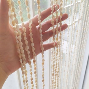 Broken White Boho Shell Curtains, Classic Shell Door Curtains, Beaded Shells Curtain Doorway, Sea Shells Garland, Classic Boho Wedding Decor