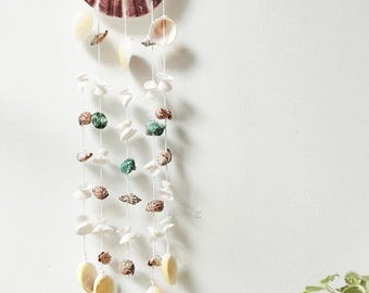 Sea Shell Wall Hanging, Coastal Door Hanging, Sea Shell Wind Chime, Sea Shell Mobil, Boho Home Decor