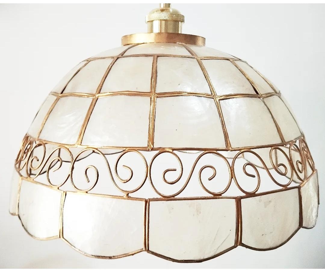 Capiz Shell Hanging Pendant Light, Living Room and Dining Table Pendant ...