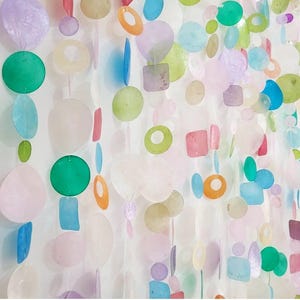 Rainbow Capiz Shell Doorway Curtain, Colorful Beaded Curtain Doorway, Sea Shell Garland, Capiz Shells Wind Chime, Boho Beaded Room Divider