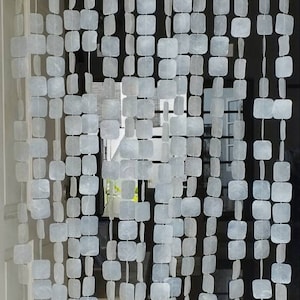 SQUARE Customized Boho Capiz Shells Doorway Curtain, Beaded Shells Curtain Doorway, Sea Shell Garland, Capiz Wall Curtain