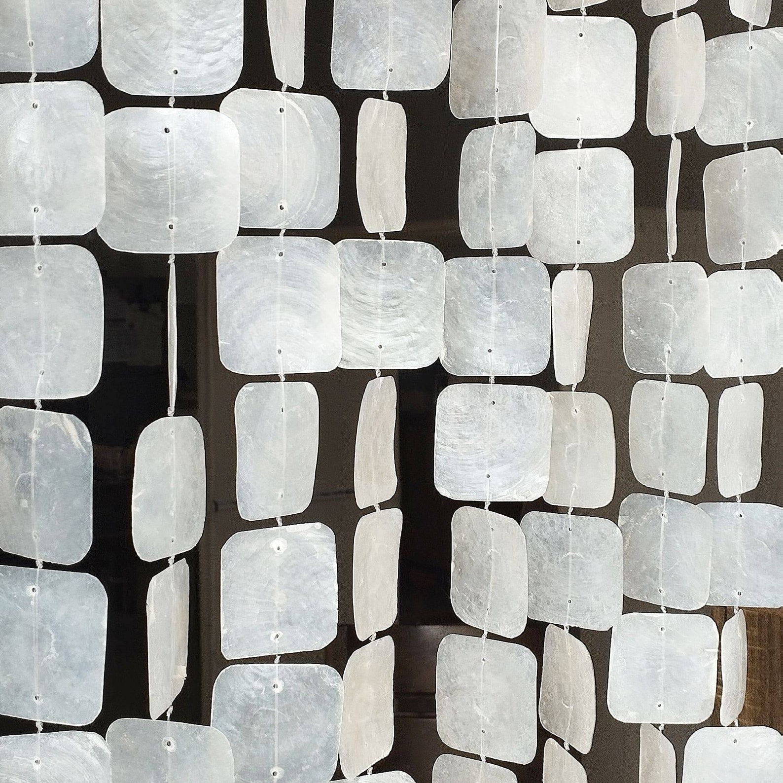SQUARE Customized Boho Capiz Shells Doorway Curtain, Beaded Shells ...