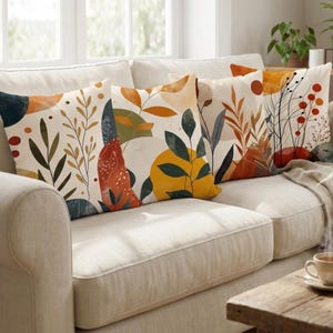 Abstrakter botanischer Kissenbezug, Mid-Century Modern Kissenbezug, Boho Erdton-Dekor