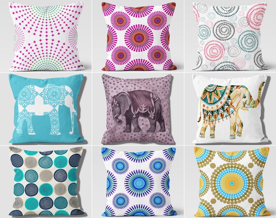 elephant print throw pillows