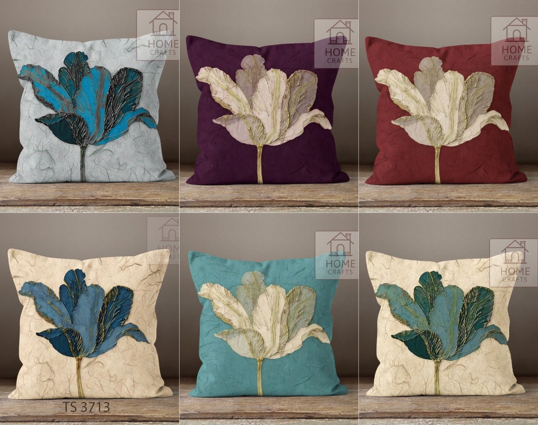 Floral Throw Pillow Cases, Blue Red Rose Pillow Covers, Decorative