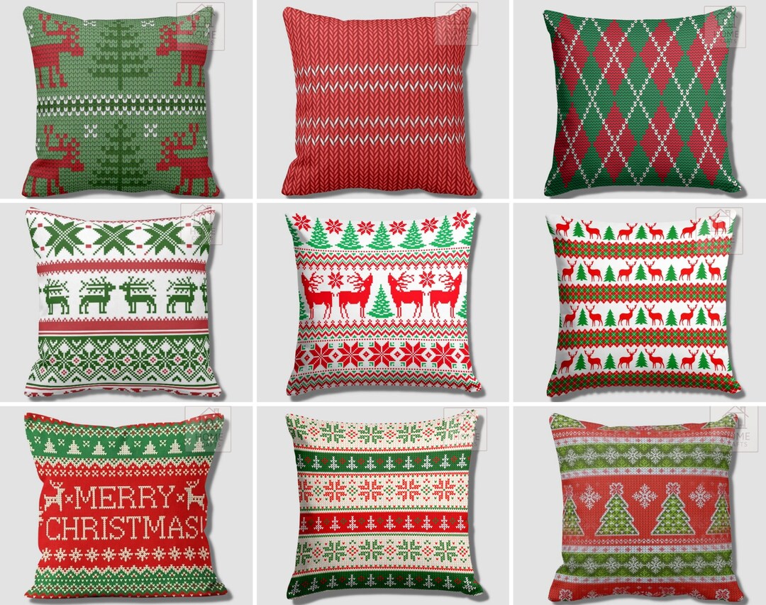 Vintage Christmas Pillow Cover Pine Tree Pillow Case Noel Etsy