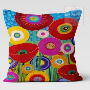 Stunning Colorful Floral Pillow Cases, Magical Pillow Cover, Summer Cushion Case, Decorative Pillow with Different Size Options, House Gifts image 2