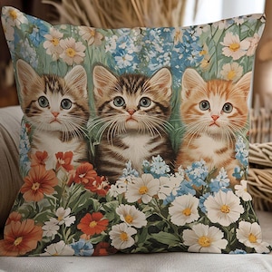 Funda de almohada con diseño de gatito, adorables fundas de almohada de gato, bonita funda de almohada de gatito, funda de cojín de animal, decoración caprichosa de gato, regalo para amantes de las mascotas