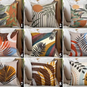 Minimalist Leaf Design Pillow Case, Abstract Pillow Cover, Vintage Botanical Cushion Cover, Tropical Modern Throw Pillow Sham, New Home Gift