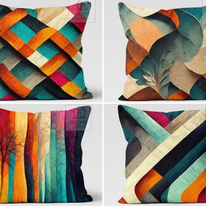 Modern Art Throw Pillow Case, Abstract Sofa Pillow Cover, Multicolored Pillow Topper, Abstract Themed Pillow Sham, Decorative Cushion Cover