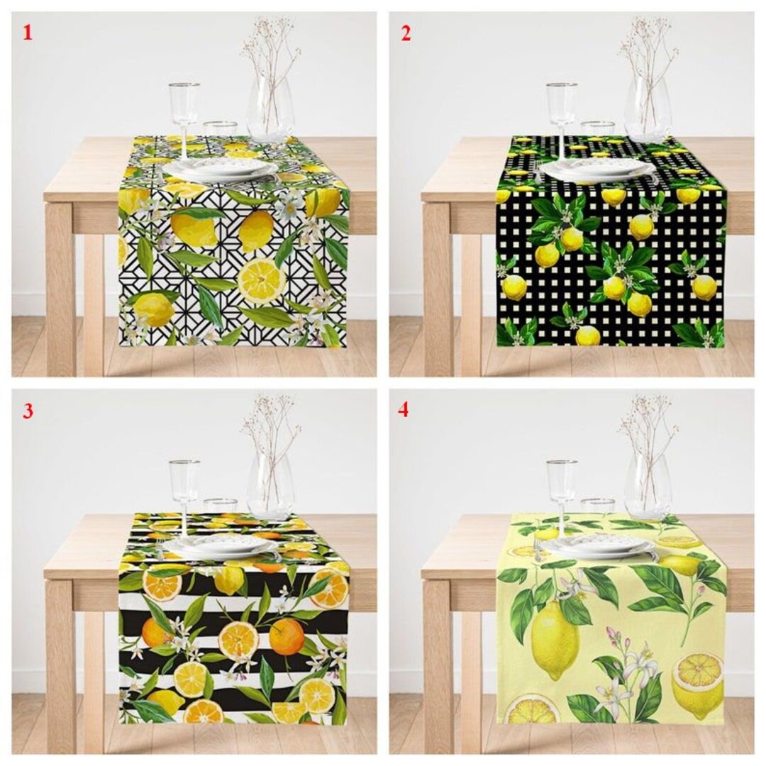 Lemon Table Runner Yellow Table Cover Citrus Dining Runner Etsy