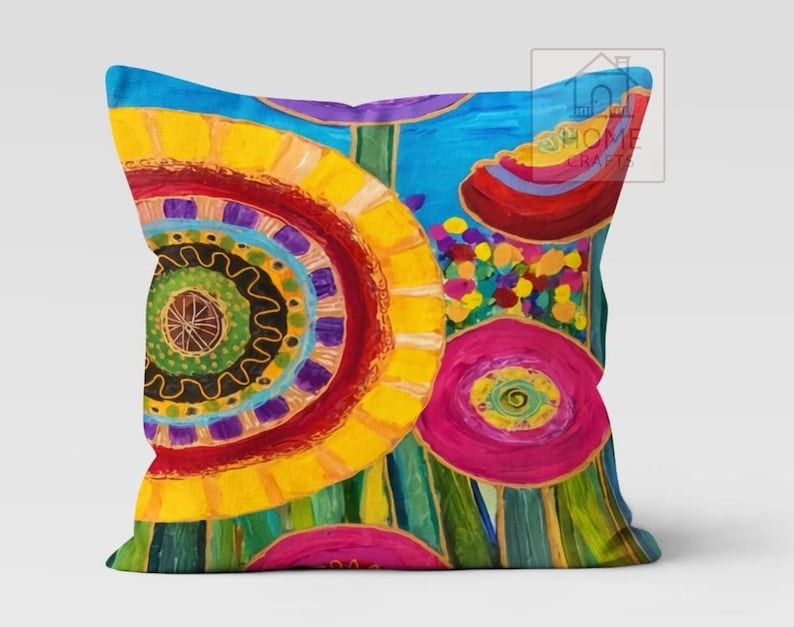 Stunning Colorful Floral Pillow Cases, Magical Pillow Cover, Summer Cushion Case, Decorative Pillow with Different Size Options, House Gifts image 5