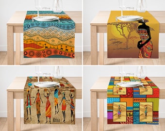 Tribal Table Runner, African Woman Print, Ethnic Home Decor
