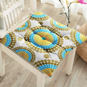 Mandala Design Chair Cushion, Ethnic Puffy Seat Pads, Bohemian  Square Seat Cushion, Fluffy Chair Cushion, Outdoor & Interior Decorations