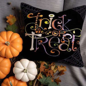 Trick or Treat Print Pillowcases, Halloween Pillow Covers, Spider Web Pillow Sham, Gothic Pillow Top, Halloween Decoration, Halloween Gift