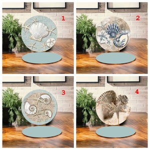 Nautical Placemat Set, Sea Shell Table Mat, Marine Table Decor, Teal Navy Coaster, Sea Mats, Beach House Gift, Coastal Placemat (Set of 2)