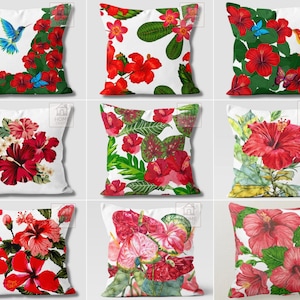 Red Lily Pillow Covers, Floral Throw Pillow, Floral Cushion Cases, Red Poppy Pillows, Floral Outdoor Pillow Case, Floral Pillow Top 20x20