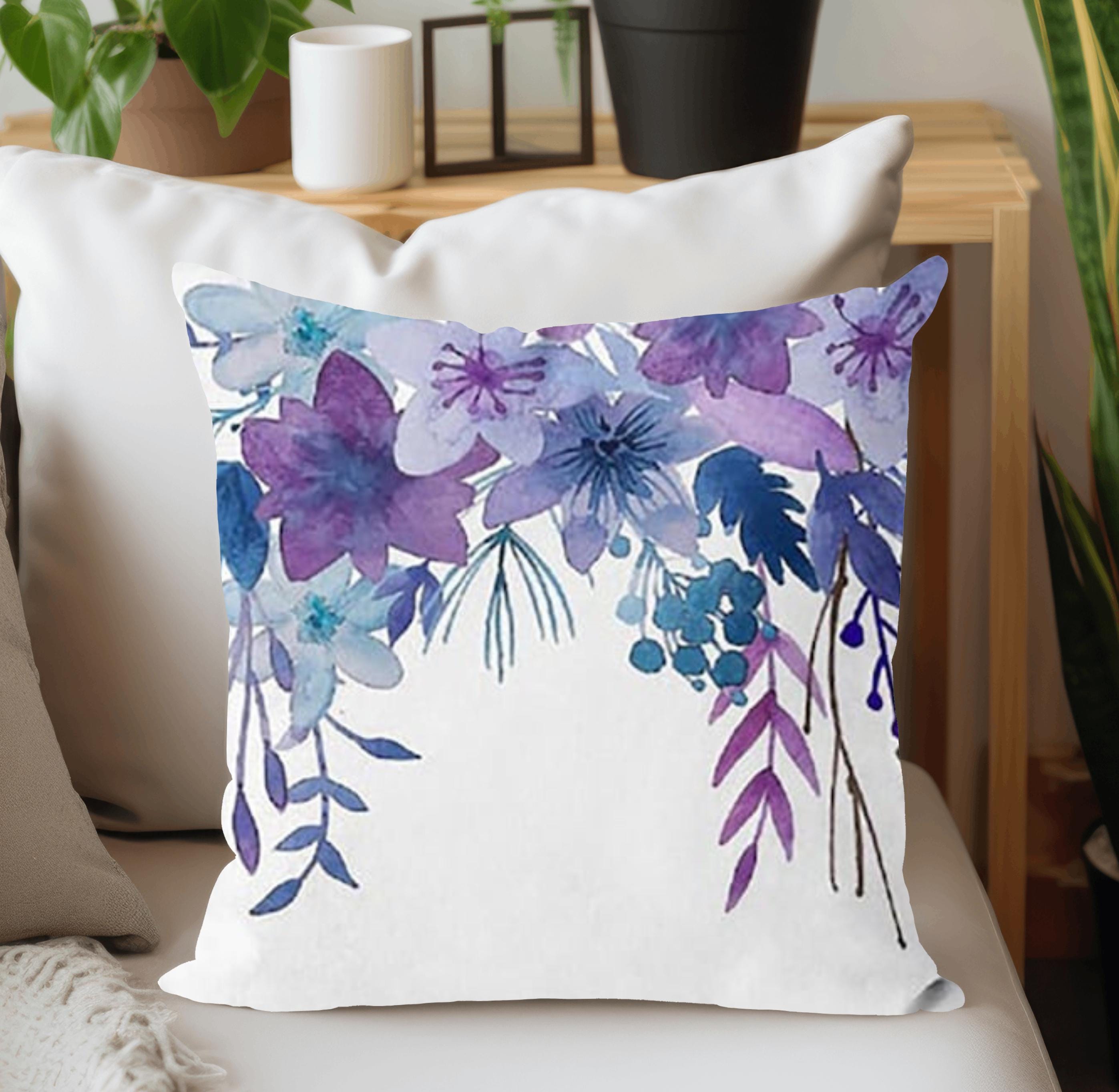 Federa per cuscino con fiori viola, federa per cuscino con lavanda e tarassaco, decorazione da giardino con peonie viola - Italia