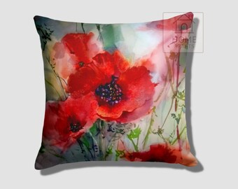 Red poppy throw pillows hotsell