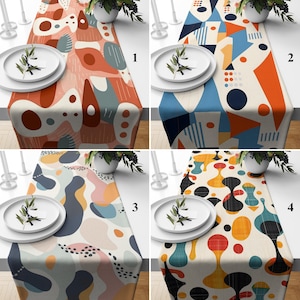 Abstract Table Runner, Scandinavian Table Covers, Minimalist Table Decor, Boho Chic Geometric Table Linen, Contemporary Dining Table Runner