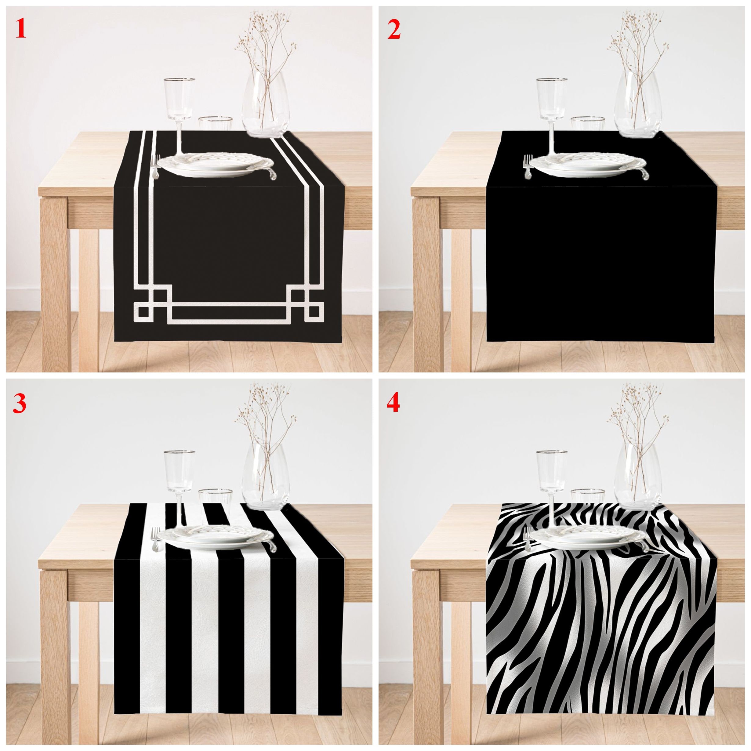 Boho Striped Table Runner - Black & White 108x15 Inch Cotton Blend With Tassels - Fade Resistant For Farmhouse, Dining & Coffee Tables