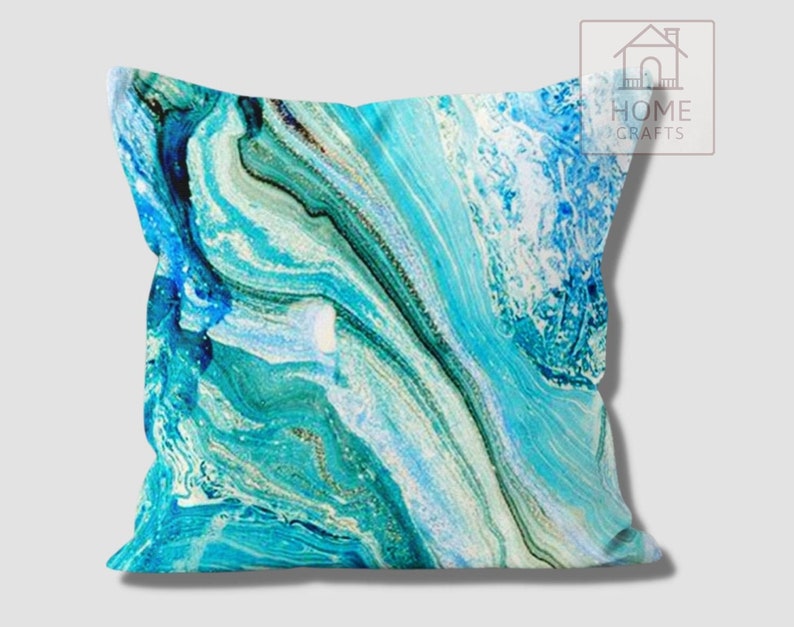Aqua Toss Pillow Covers, Water Blister Outdoor Pillow Case, Decorative Marine Pillow Shams, Turquoise Pillow, Beach House Gift, Coastal Deco Pattern #5