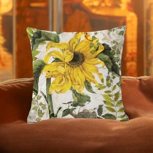 Sunflower Pillow Cases, Yellow Floral Pillow, Decorative Throw Cushion, Yellow Sunflower Accent Pillow, Outdoor Pillow, Bedding Decor
