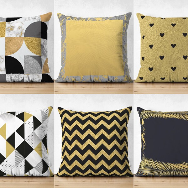 Black and Gold Pillow Etsy