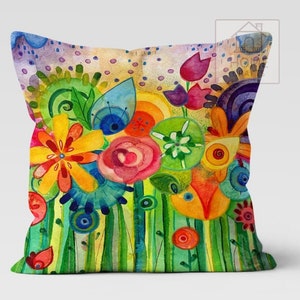 Stunning Colorful Floral Pillow Cases, Magical Pillow Cover, Summer Cushion Case, Decorative Pillow with Different Size Options, House Gifts image 3