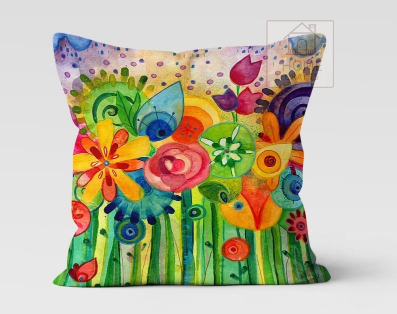 Stunning Colorful Floral Pillow Cases, Magical Pillow Cover, Summer Cushion Case, Decorative Pillow with Different Size Options, House Gifts image 3