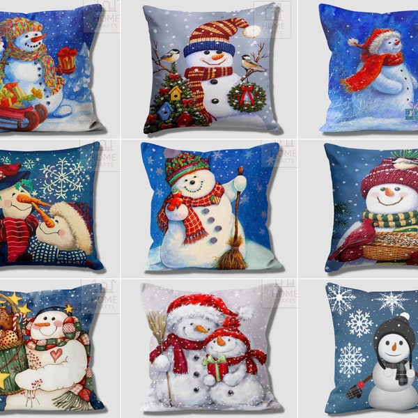 Snowman Pillow Covers, Winter Trend Pillow Case, Snowflake Decorative Cushion Case, Christmas Cushion Cover, Xmas Home Decor, New Year Gifts