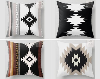 Rug Design Pillow Cases, Terracotta Southwestern Cushion Cover, Decorative Aztec Print Ethnic Home Decor, Farmhouse Style Geometric Pillows