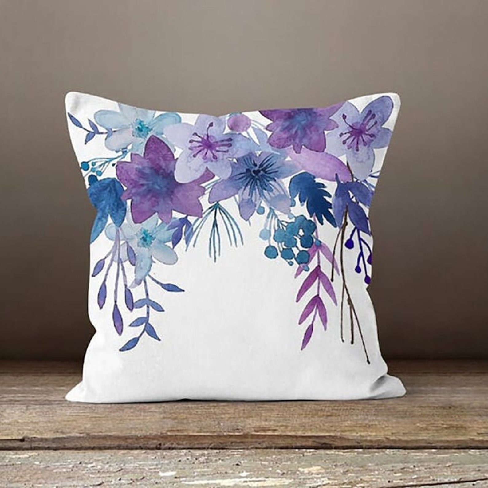 Purple Pillow Cases Floral Throw Pillow Summer Trend Cushion Etsy