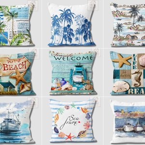 Sailing Vessel Print Pillow Covers, Jigger Toss Cushion, Yacht Pillowcase, Lugger Throw Pillows, Nautical Bedding Decor, Marine Cushion Case