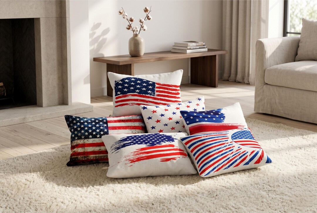USA国旗クッションカバー American Flag Pillow Cover, USA Rectangle Throw Sham, Patriotic