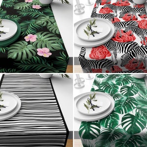 Floral Trend Table Runner, Tropical Table Toppers, Decorative Table Cover,Zebra Design Tablecloth, Animal Table Decor, Home Decor, Home Gift