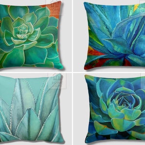 Succulent Cushion Covers, Decorative Cactus Pillow Covers, Desert Plant Pillow Case, Patio Pillows, Outdoor Cushion Case, Porch Throw Pillow