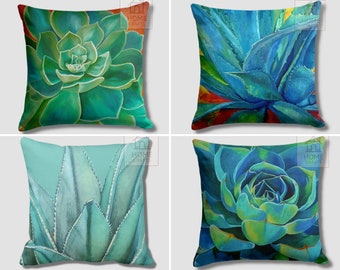 Succulent Cushion Covers, Decorative Cactus Pillow Covers, Desert Plant Pillow Case, Patio Pillows, Outdoor Cushion Case, Porch Throw Pillow